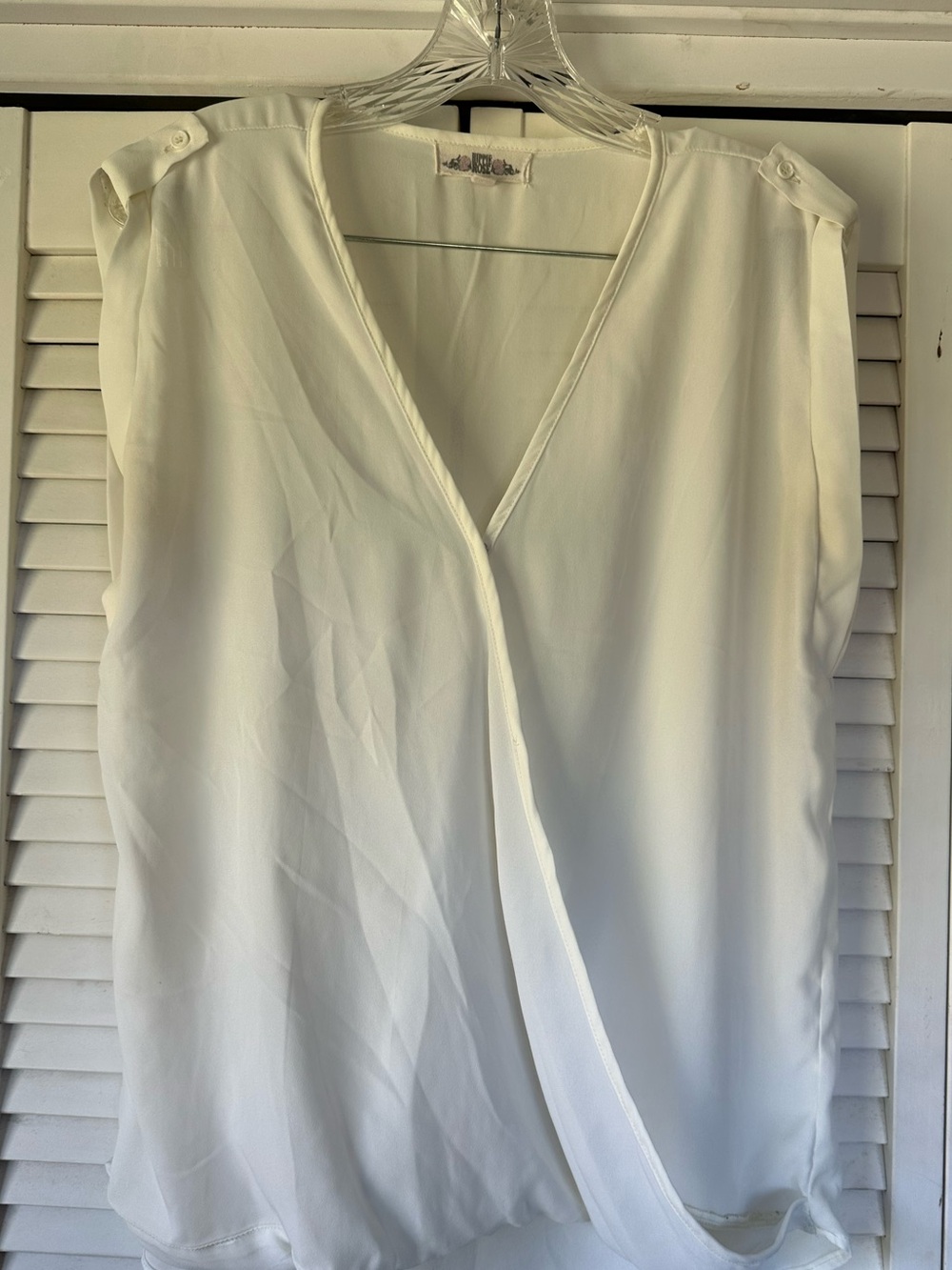 Hippie Rose Cream Sleeveless V-Neck Wrap Blouse
